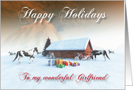 Painted Horse and Motorcycles Holidays Snowscene for Girlfriend card