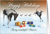 Painted Foal Horse Holidays Snowscene for Fiancee card