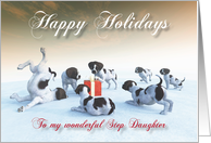 German Pointer Puppies Holidays Snowscene for Step Daughter card