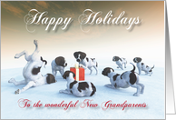 German Pointer Puppies Holidays Snowscene for New Grandparents card
