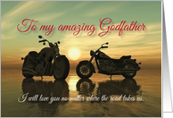 Motorcycles with sunset at sea Valentine for Godfather card