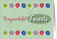 For Parents Flowers and Hearts Valentine card