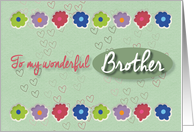 For Brother Flowers and Hearts Valentine card