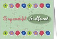 For Girlfriend Flowers and Hearts Valentine card