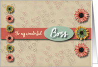 Flowers and hearts Valentine for Boss card