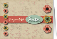 Flowers and hearts Valentine for Sister card
