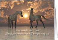 Horses Sunset Sea Valentine for Aunt & Uncle card