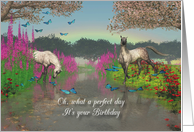 Birthday Perfect Day with horses and butterflies card