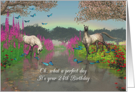 24th Birthday Perfect Day with horses and butterflies card
