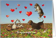Son Valentine with puppy dogs and hearts card