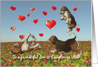 Son & Daughter-in-Law Valentine with puppy dogs and hearts card