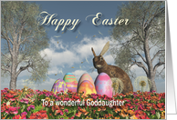 Happy Easter bunny eggs and flowers to Goddaughter card