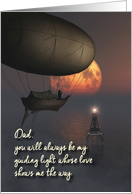 Dad Fantasy Flying boat Lighthouse Moon Father’s Day card