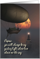 Papaw Fantasy Flying boat Lighthouse Moon Father’s Day card