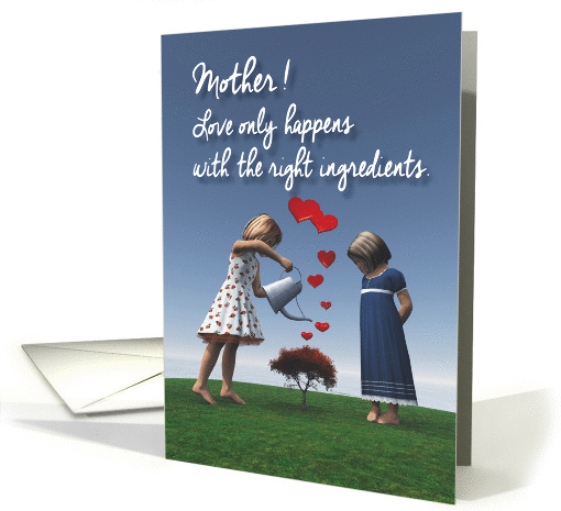 Mother Girls giving the right ingredients to love Valentine card