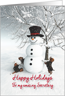 Secretary Fantasy Snowman with Beagle Dogs card