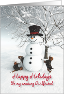 Girlfriend Fantasy Snowman with Beagle Dogs card