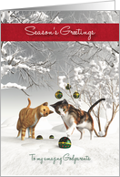 Godparents Fantasy Cats Snowscene Season’s Greetings card