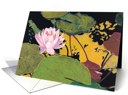 Single Pink Water Lily - Blank card (1117278)