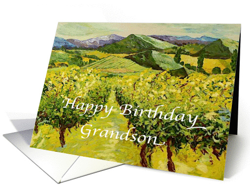 Vineyard & Mountains - Happy Birthday Card for Grandson card (1120102)