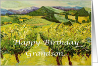 Vineyard & Mountains - Happy Birthday Card for Grandson card