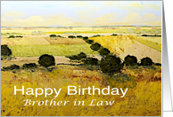 Yellow Fields/Trees Landscape-Happy Birthday Card for Brother in Law card