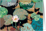 Pink Water Lily and Pods -Happy Birthday Niece card
