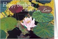 Pink Water Lily and Pods-Happy Birthday Mother in Law card