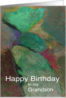 Colorful rocks piled on top of other rocks-Happy Birthday Grandson card