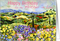 Colorful landscape and flower garden-Happy Birthday Mother in Law card