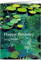 Green Water Lily Pond - Happy Birthday Son card