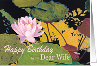 Pink Water Lily & Green Pods - Happy Birthday Wife card