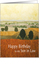 Warm Vineyards & Fields Landscape- Happy Birthday Son in Law card