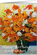 Red,White,Orange Flowers in a Vase - Happy Birthday Great Aunt card