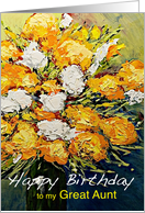 White & Orange Flowers in a Vase - Happy Birthday Great Aunt card