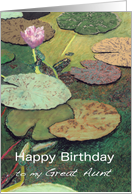 Pink Water Lily & Pods - Happy Birthday Great Aunt card