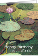 Happy Birthday Sister - Pink Water Lily & Pods card
