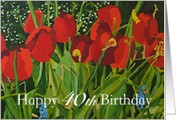 Happy 40th Birthday - Red Tulips card