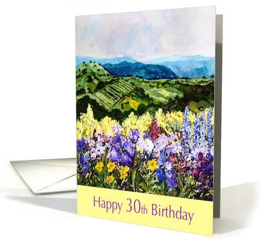 Happy 30th Birthday - Landscape and flower garden card (1130986)