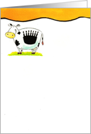 Birthday Fun Cow with Birthday Cake Shaped Black Spot on White card