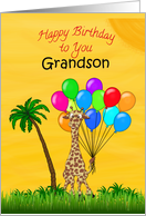 Grandson Giraffe Birthday, Balloons card