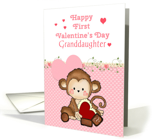 Granddaughter First Valentine's Day, Monkey card (1353294)