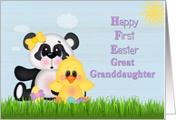 Happy First Easter, Great Granddaughter, Panda and Chick card