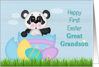 Happy First Easter, Great Grandson, Panda and Eggs card