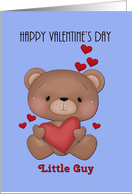 Happy Valentine’s Day Little Guy, Bear & Hearts, Blue card