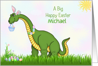 Custom Name Dinosaur Easter card