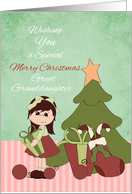 Great Granddaughter Merry Christmas Tree & Girl card