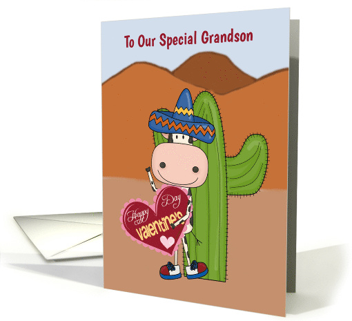 Grandson Valentine With Mexican Cow card (1670982)
