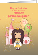 Granddaughter 8th Birthday with Princess Girl Castle and Coach card