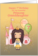 Granddaughter 7th Birthday with Princess Girl Castle and Coach card